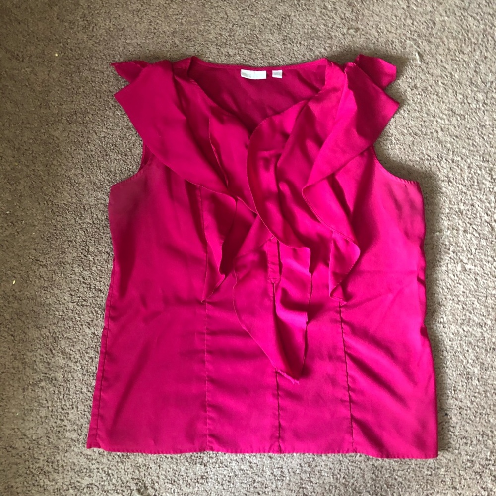 Pink ruffle front blouse xl